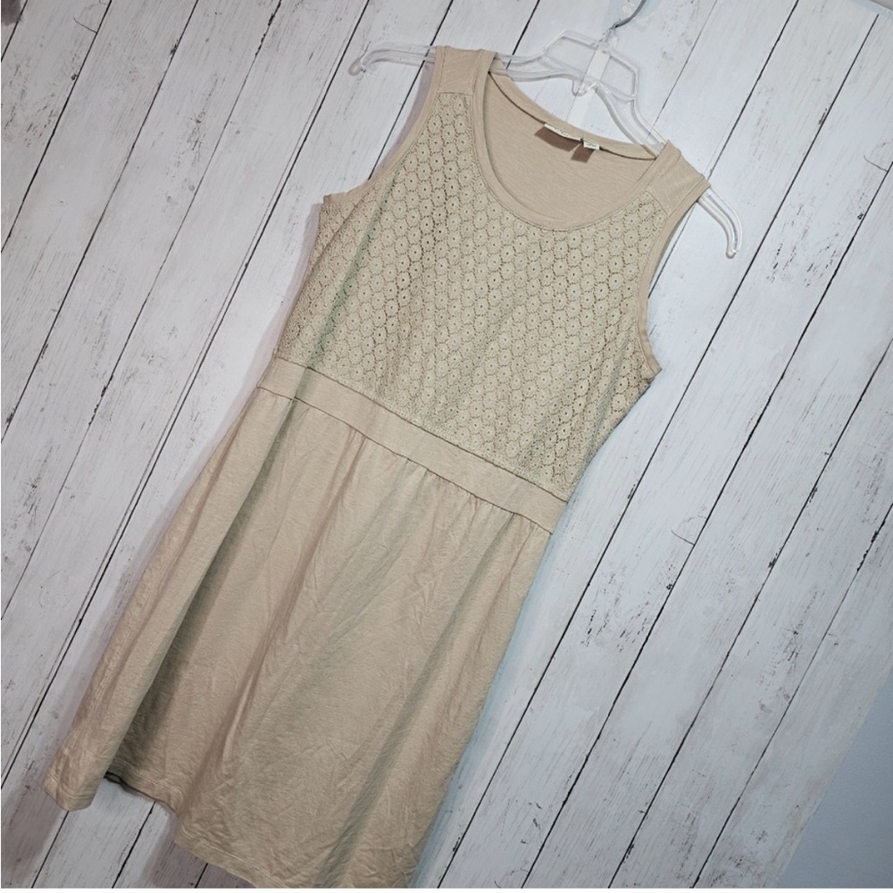 LLBean Cream Lace Sleeveless Dress size small